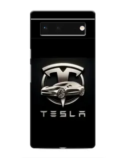 Чохол для Google Pixel 6 з картинкою «Tesla — срібне авто»