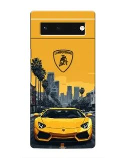 Чохол для Google Pixel 6 з картинкою «Жовтий Lamborghini місто»