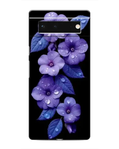 Чохол для Google Pixel 6 з картинкою «Фіолетові квіти з росою»