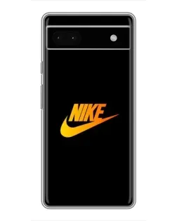 Чехол для Google Pixel 6a с картинкой «Золотой логотип Nike»
