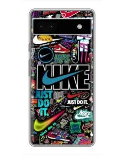 Чехол для Google Pixel 6a с картинкой «Яркий коллаж Nike»