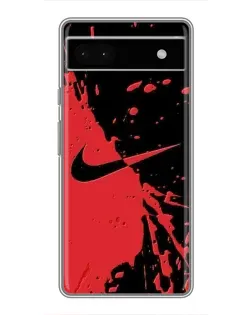 Чехол для Google Pixel 6a с картинкой «Красные брызги Nike»