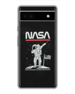 Чохол для Google Pixel 6a з картинкою «NASA — крокуємо по Місяцю»