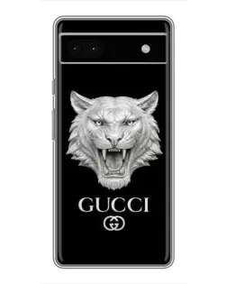 Чехол для Google Pixel 6a с картинкой «Gucci — серебряный лев»