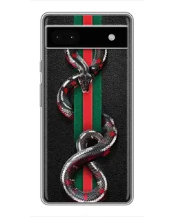 Чехол для Google Pixel 6a с картинкой «Gucci — змея на полосе»