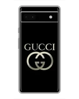 Чехол для Google Pixel 6a с картинкой «Gucci — золото на черном»