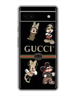 Чехол для Google Pixel 6a с картинкой «Gucci — герои Disney и монограмма»