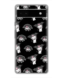 Чохол для Google Pixel 6a з картинкою «Чорний паттерн Kuromi»