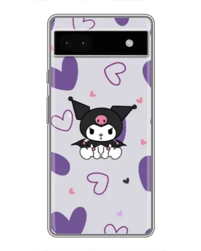Чохол для Google Pixel 6a з картинкою «Kuromi та лавандові серця»