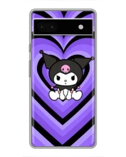 Чохол для Google Pixel 6a з картинкою «Kuromi та фіолетові серця»