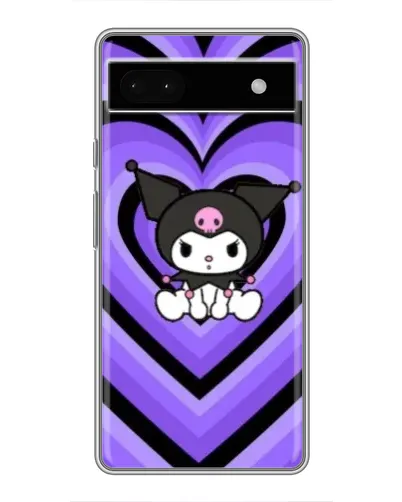 Чохол для Google Pixel 6a з картинкою «Kuromi та фіолетові серця»