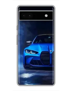 Чохол для Google Pixel 6a з картинкою «Блакитна BMW M4»