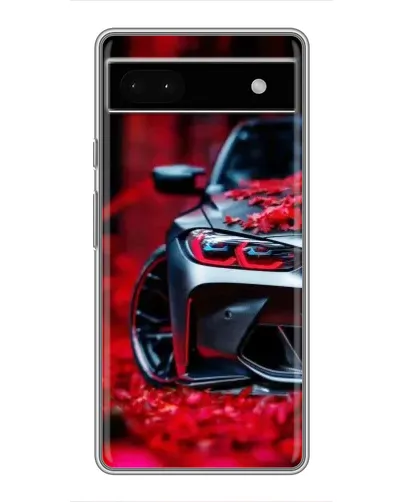 Чохол для Google Pixel 6a з картинкою «Спортивна BMW та квіти»
