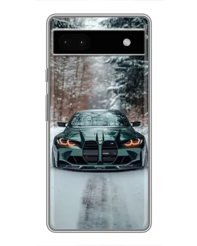 Чохол для Google Pixel 6a з картинкою «BMW у зимовому лісі»