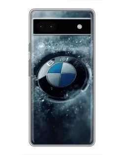 Чехол для Google Pixel 6a с картинкой «Логотип BMW — лед»
