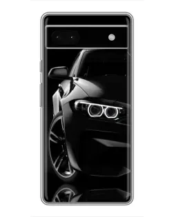 Чехол для Google Pixel 6a с картинкой «Черная BMW — профиль»