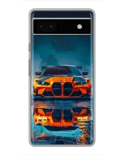 Чехол для Google Pixel 6a с картинкой «BMW — золотая эмблема»