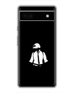 Чехол для Google Pixel 6a с картинкой «PUBG — белый шлем»