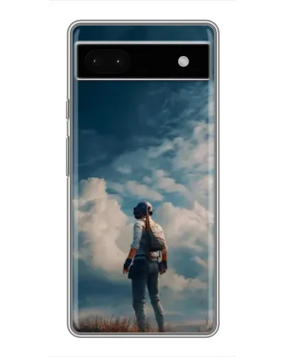 Чехол для Google Pixel 6a с картинкой «Герой PUBG на скале»