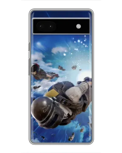 Чехол для Google Pixel 6a с картинкой «Десант PUBG — прыжок»