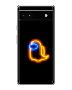 Чехол для Google Pixel 6a с картинкой «Among Us неоновое сияние»