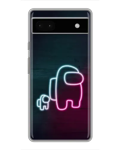 Чехол для Google Pixel 6a с картинкой «Among Us неон-арт»