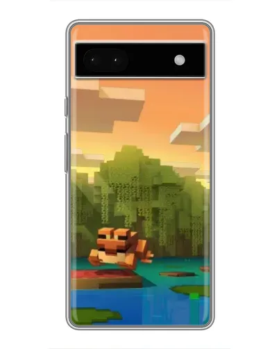 Чехол для Google Pixel 6a с картинкой «Майнкрафт закат солнца»