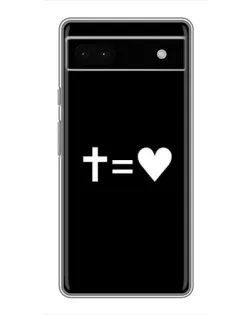 Чехол для Google Pixel 6a с картинкой «Крест и Сердце»