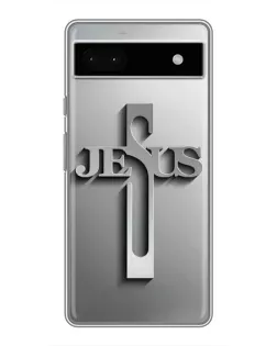 Чехол для Google Pixel 6a с картинкой «Металлический крест Jesus»