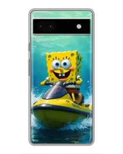 Чохол для Google Pixel 6a з картинкою «Спанч Боб на гідроциклі»