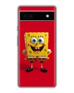 Чехол для Google Pixel 6a с картинкой «Спанч Боб на красном»