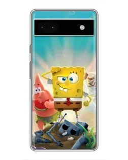 Чехол для Google Pixel 6a с картинкой «Спанч Боб победитель»
