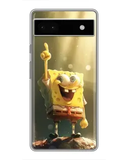Чехол для Google Pixel 6a с картинкой «Сияющий Спанч Боб»