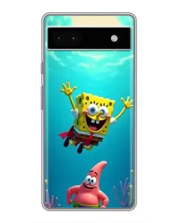 Чехол для Google Pixel 6a с картинкой «Спанч Боб под водой»