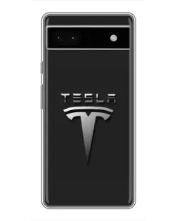 Чохол для Google Pixel 6a з картинкою «Сталевий логотип Tesla»