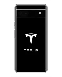Чохол для Google Pixel 6a з картинкою «Tesla White Logo»