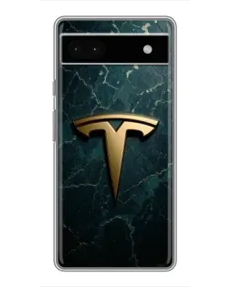 Чохол для Google Pixel 6a з картинкою «Мармурова Tesla Gold»