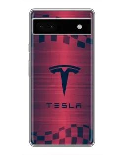 Чохол для Google Pixel 6a з картинкою «Тесла червоний карбон»