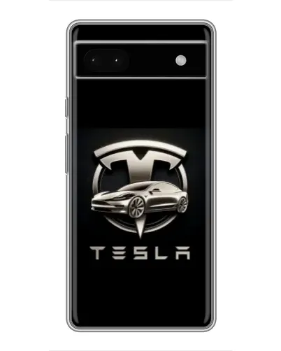 Чохол для Google Pixel 6a з картинкою «Tesla — срібне авто»