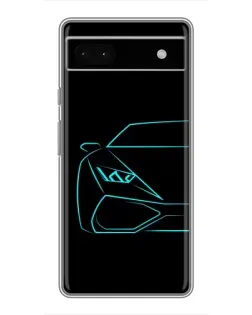 Чохол для Google Pixel 6a з картинкою «Блакитний силует Lamborghini»