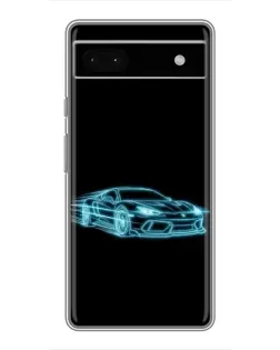 Чохол для Google Pixel 6a з картинкою «Неоновий контур Lamborghini»
