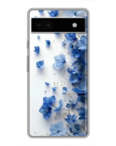 Чехол для Google Pixel 6a с картинкой «Голубой цветочный каскад»