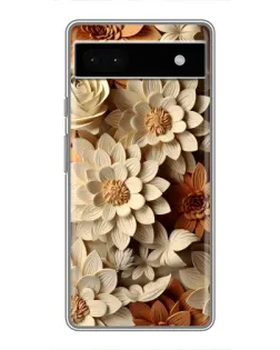 Чехол для Google Pixel 6a с картинкой «Бежевый флористический декор»