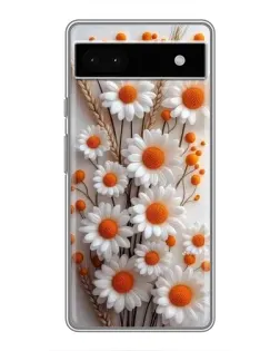 Чехол для Google Pixel 6a с картинкой «Белые сухоцветы»