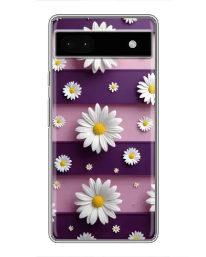 Чехол для Google Pixel 6a с картинкой «Ромашки на фиолетовом»
