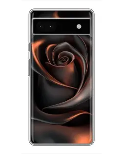 Чехол для Google Pixel 6a с картинкой «Шелковая черная роза»