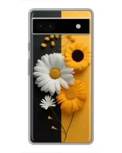 Чехол для Google Pixel 6a с картинкой «Подсолнух и ромашка»