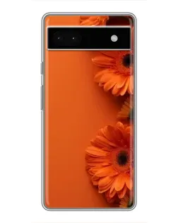 Чехол для Google Pixel 6a с картинкой «Оранжевые герберы»