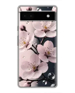 Чехол для Google Pixel 6a с картинкой «Нежная сакура и капли»