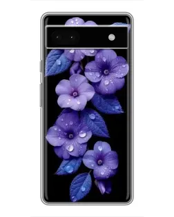 Чохол для Google Pixel 6a з картинкою «Фіолетові квіти з росою»